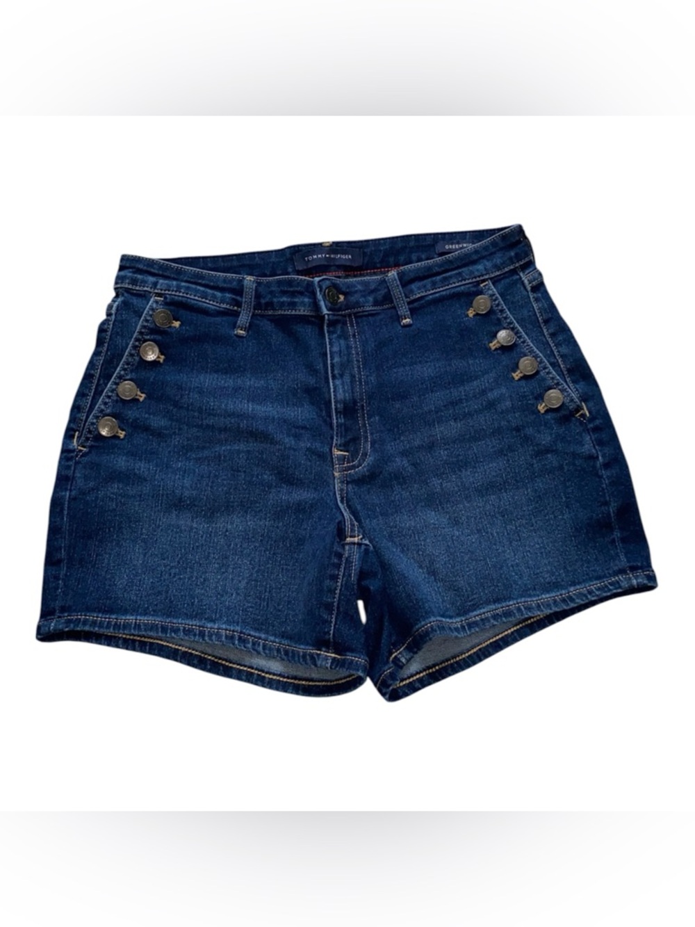 Tommy Hilfiger Dark Blue Denim Sailor Button High-Rise Shorts